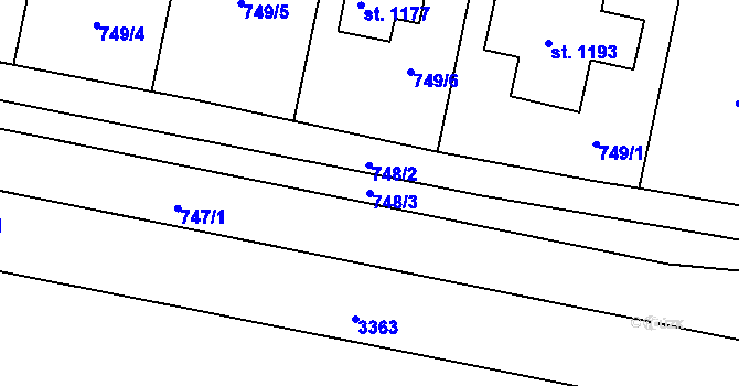 Parcela st. 748/3 v KÚ Vranovice nad Svratkou, Katastrální mapa