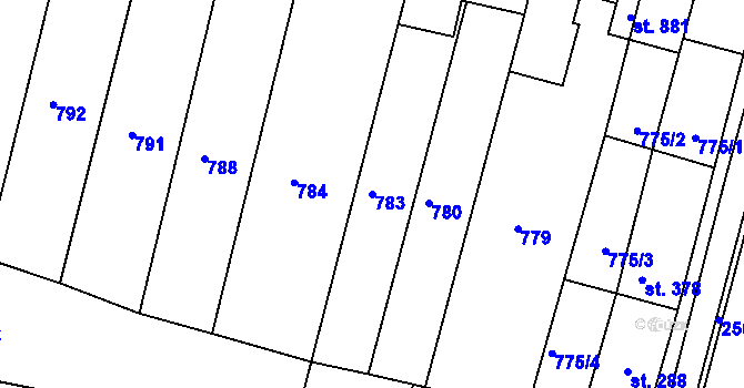 Parcela st. 783 v KÚ Vranovice nad Svratkou, Katastrální mapa