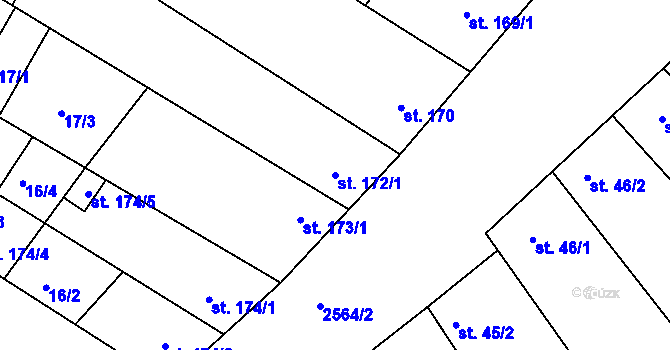Parcela st. 172/1 v KÚ Vranovice nad Svratkou, Katastrální mapa