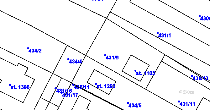 Parcela st. 431/9 v KÚ Vranovice nad Svratkou, Katastrální mapa
