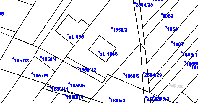 Parcela st. 1048 v KÚ Vranovice nad Svratkou, Katastrální mapa
