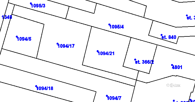 Parcela st. 1094/21 v KÚ Vranovice nad Svratkou, Katastrální mapa