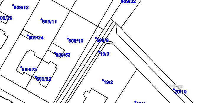 Parcela st. 19/3 v KÚ Kelčice, Katastrální mapa