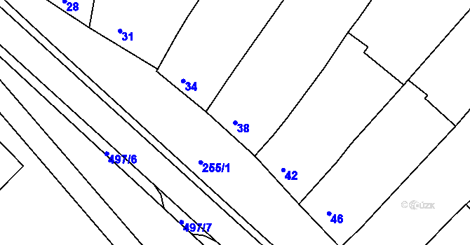 Parcela st. 38 v KÚ Kelčice, Katastrální mapa