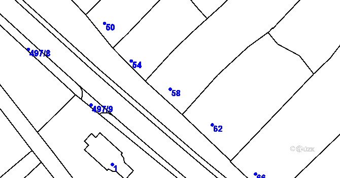 Parcela st. 58 v KÚ Kelčice, Katastrální mapa