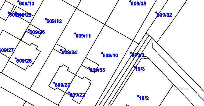 Parcela st. 609/10 v KÚ Kelčice, Katastrální mapa