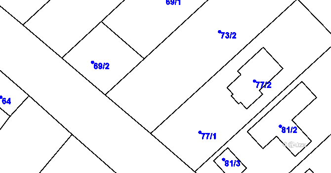 Parcela st. 73/1 v KÚ Kelčice, Katastrální mapa