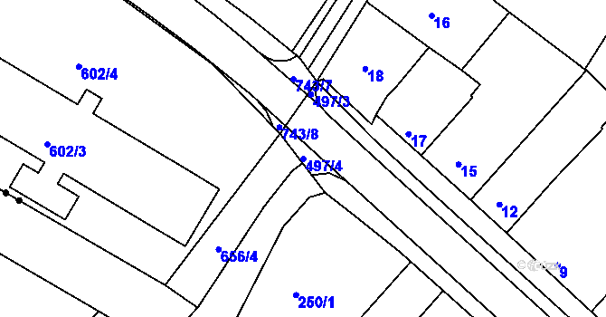 Parcela st. 497/4 v KÚ Kelčice, Katastrální mapa