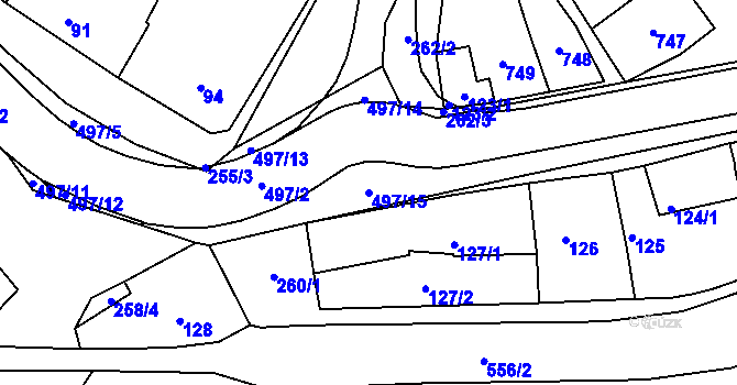 Parcela st. 497/15 v KÚ Kelčice, Katastrální mapa
