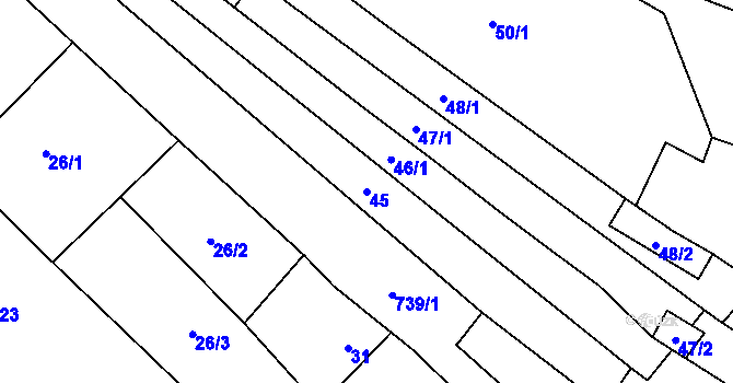 Parcela st. 45 v KÚ Vranovice, Katastrální mapa