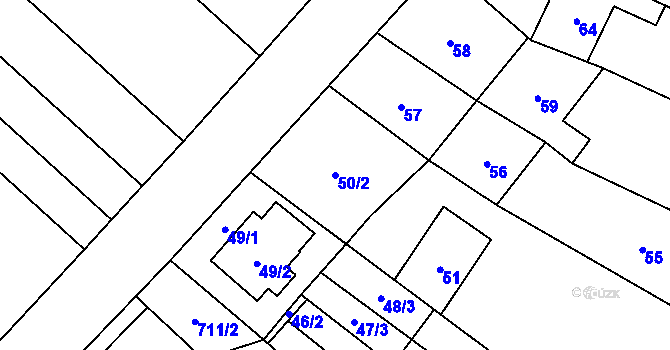 Parcela st. 50/2 v KÚ Vranovice, Katastrální mapa
