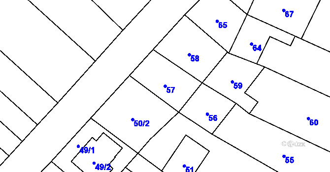 Parcela st. 57 v KÚ Vranovice, Katastrální mapa