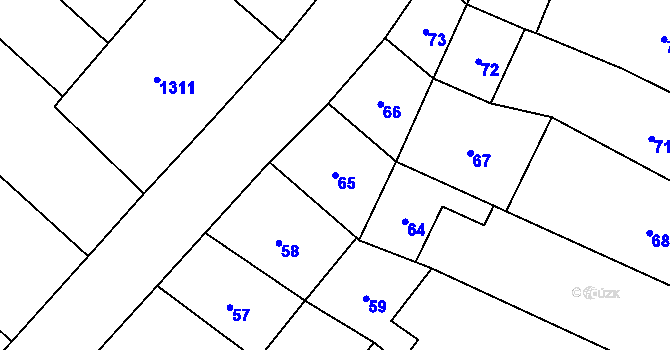 Parcela st. 65 v KÚ Vranovice, Katastrální mapa