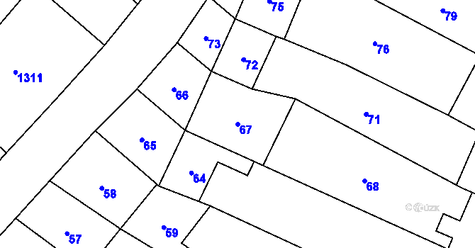 Parcela st. 67 v KÚ Vranovice, Katastrální mapa