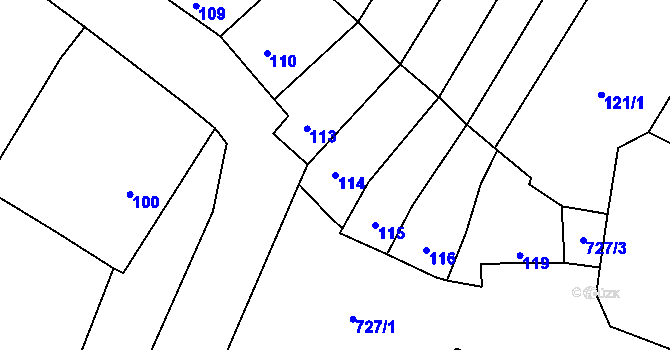 Parcela st. 114 v KÚ Vranovice, Katastrální mapa