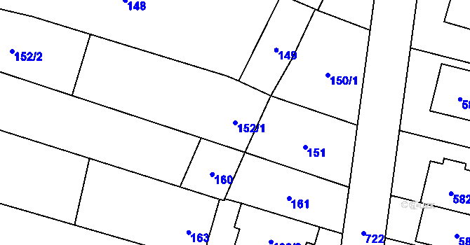 Parcela st. 152/1 v KÚ Vranovice, Katastrální mapa