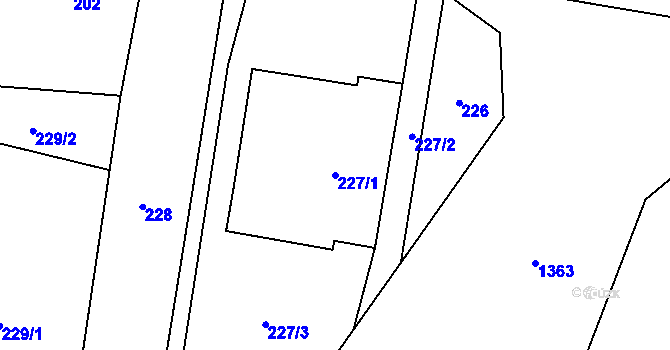 Parcela st. 227/1 v KÚ Vranovice, Katastrální mapa