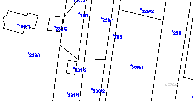 Parcela st. 230 v KÚ Vranovice, Katastrální mapa