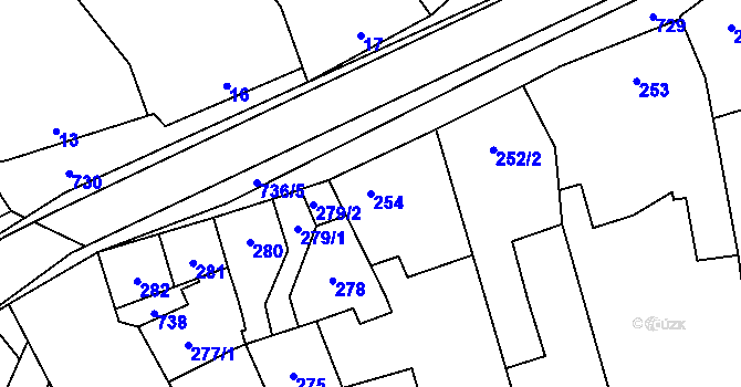Parcela st. 254 v KÚ Vranovice, Katastrální mapa