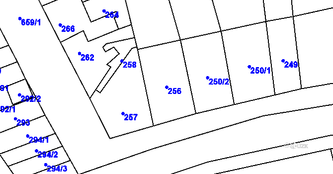 Parcela st. 256 v KÚ Vranovice, Katastrální mapa