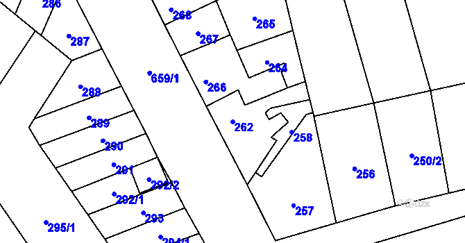 Parcela st. 262 v KÚ Vranovice, Katastrální mapa