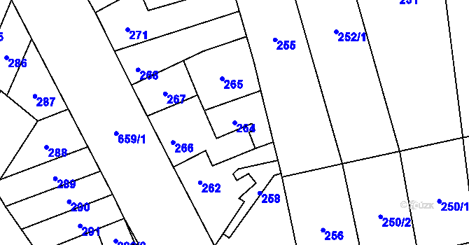 Parcela st. 264 v KÚ Vranovice, Katastrální mapa