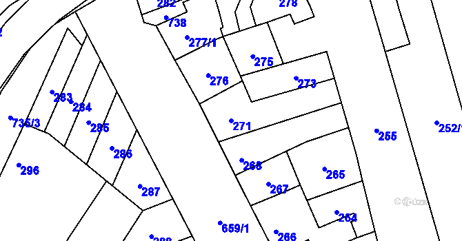Parcela st. 271 v KÚ Vranovice, Katastrální mapa
