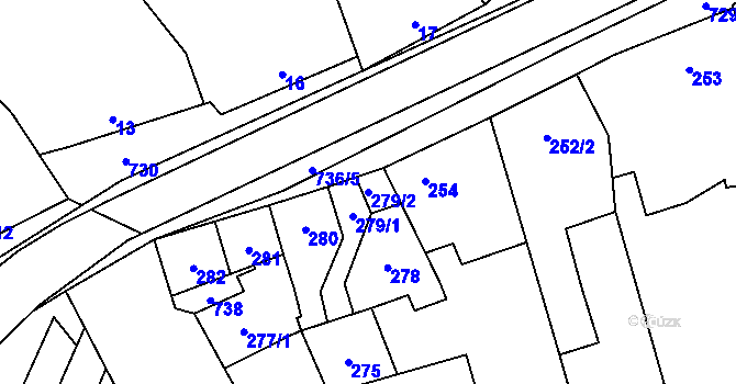 Parcela st. 279/2 v KÚ Vranovice, Katastrální mapa