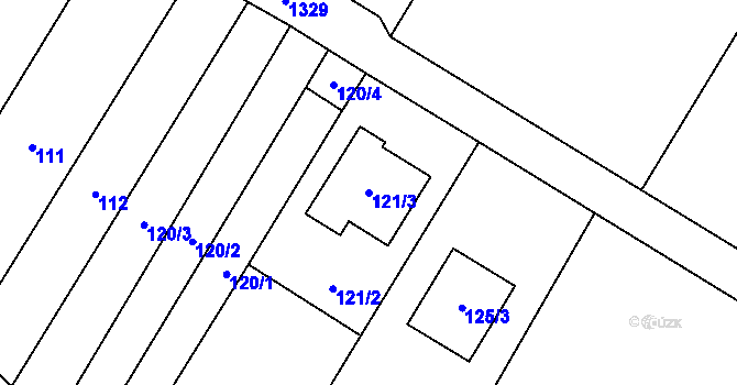 Parcela st. 121/3 v KÚ Vranovice, Katastrální mapa