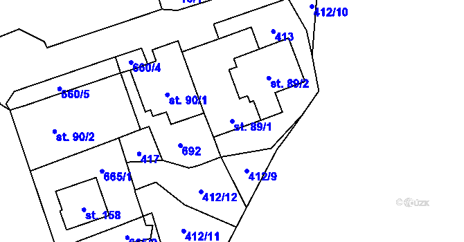 Parcela st. 89/1 v KÚ Vranovská Ves, Katastrální mapa