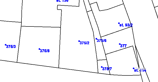 Parcela st. 375/2 v KÚ Vranovská Ves, Katastrální mapa