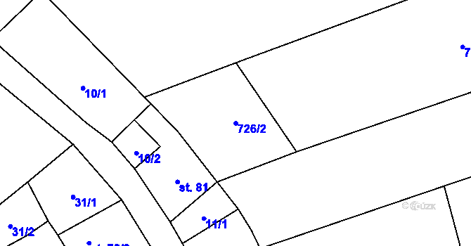 Parcela st. 726/2 v KÚ Vranovská Ves, Katastrální mapa