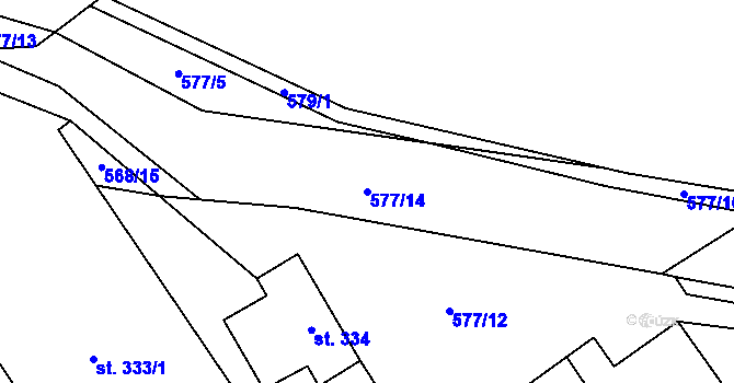 Parcela st. 577/14 v KÚ Vraný, Katastrální mapa