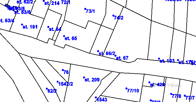 Parcela st. 66/2 v KÚ Vraný, Katastrální mapa
