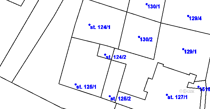 Parcela st. 124/2 v KÚ Vraný, Katastrální mapa