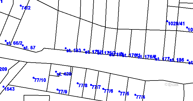 Parcela st. 175/3 v KÚ Vraný, Katastrální mapa