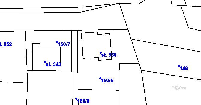 Parcela st. 330 v KÚ Vraný, Katastrální mapa