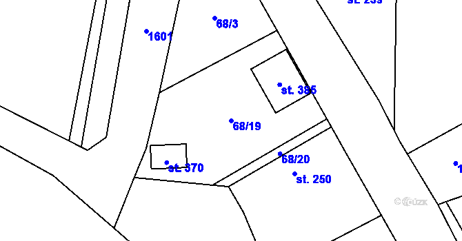 Parcela st. 68/19 v KÚ Vraný, Katastrální mapa