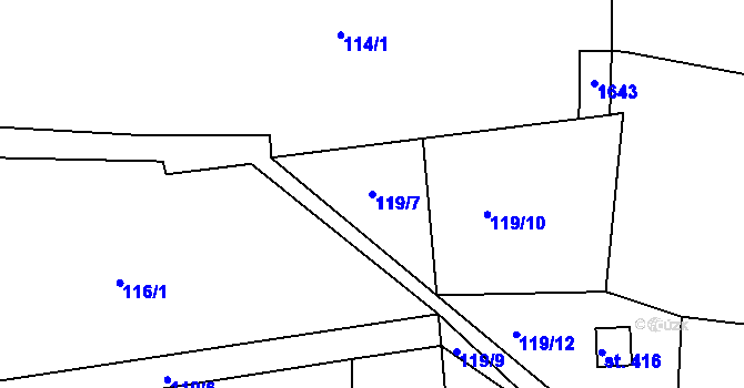 Parcela st. 119/7 v KÚ Vraný, Katastrální mapa