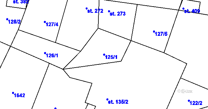 Parcela st. 125/1 v KÚ Vraný, Katastrální mapa