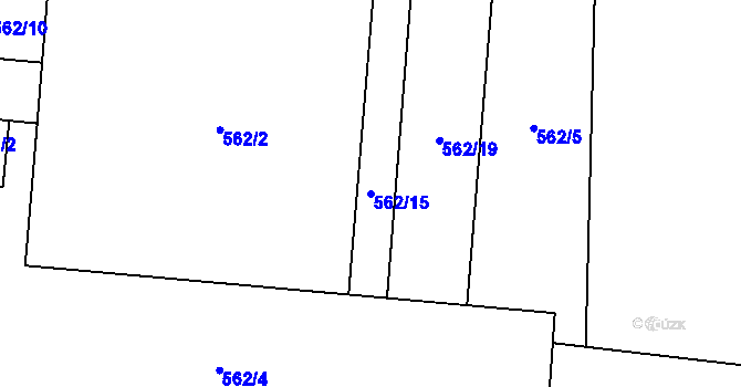 Parcela st. 562/15 v KÚ Vraný, Katastrální mapa