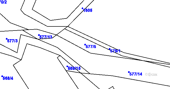 Parcela st. 577/5 v KÚ Vraný, Katastrální mapa