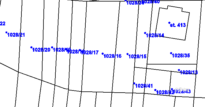 Parcela st. 1028/16 v KÚ Vraný, Katastrální mapa