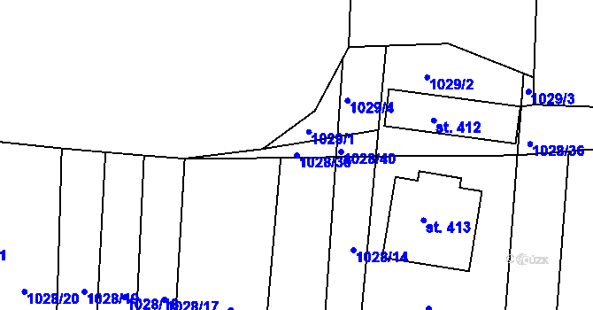 Parcela st. 1028/30 v KÚ Vraný, Katastrální mapa