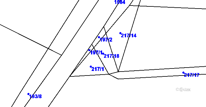 Parcela st. 217/18 v KÚ Vraný, Katastrální mapa