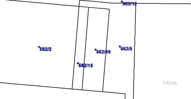 Parcela st. 562/19 v KÚ Vraný, Katastrální mapa