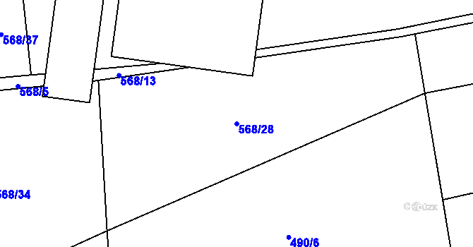 Parcela st. 568/28 v KÚ Vraný, Katastrální mapa
