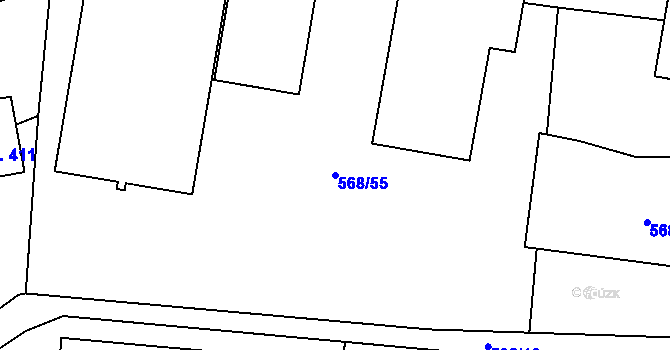 Parcela st. 568/55 v KÚ Vraný, Katastrální mapa
