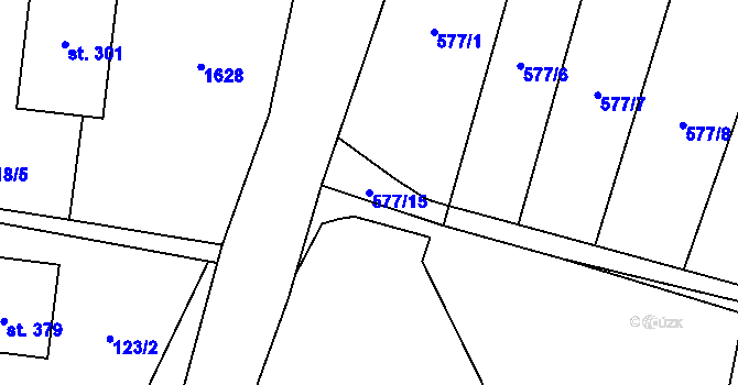 Parcela st. 577/15 v KÚ Vraný, Katastrální mapa