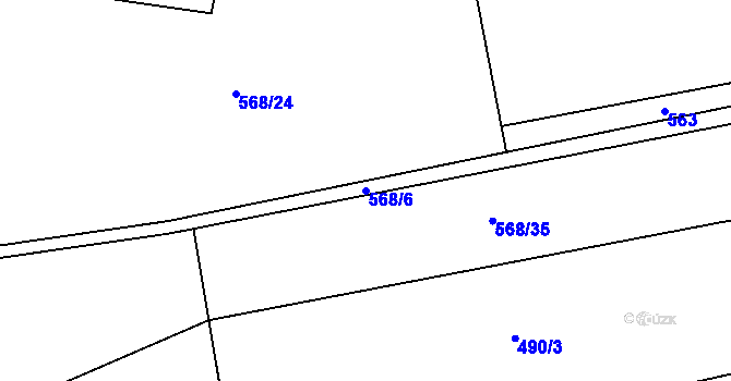 Parcela st. 568/6 v KÚ Vraný, Katastrální mapa